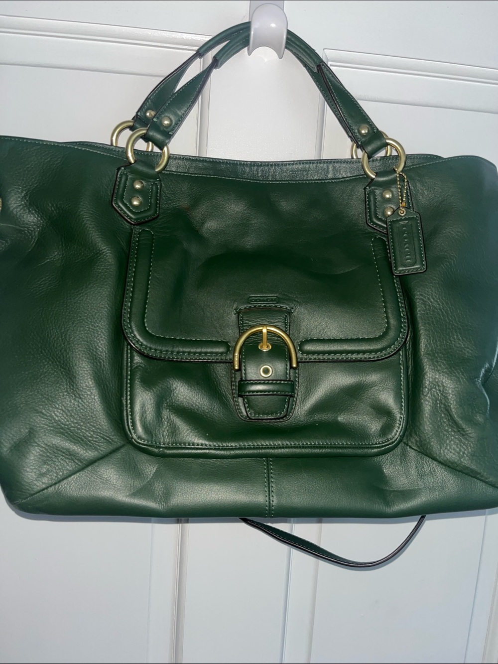 Coach Leather Carryall Satchel Tote in Dark Green